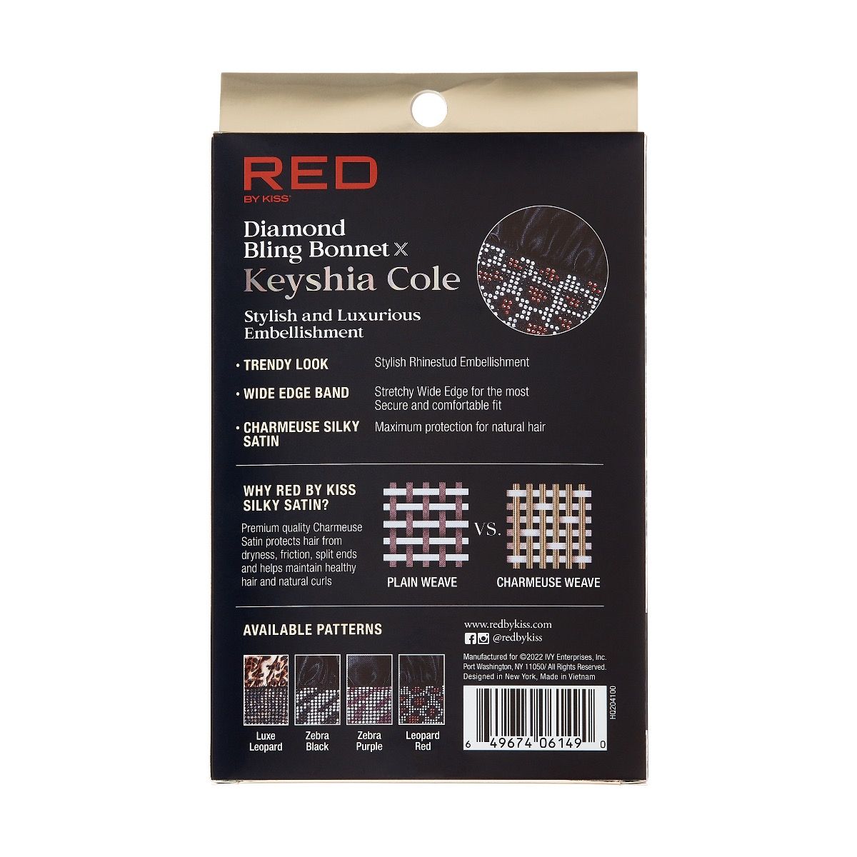Red by Kiss Wide Edge Diamond Bling Silky Sleep Cap x Keyshia Cole Frizz Free Bonnet